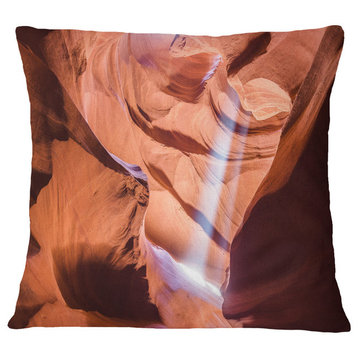 Light To Antelope Canyon Landscape Photography Throw Pillow, 18"x18"