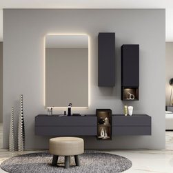 Dressing Table with Custom Storage in Grey Anthracite Gloss by Inspired Elements - Dressing Tables