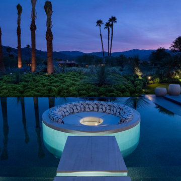 Serenity Indian Wells modern California desert home swimming pool island