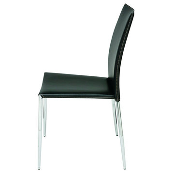 Nuevo Eisner Leather Dining Side Chair in Black