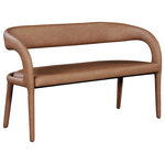 Meridian Furniture - Sylvester Faux Leather Bench, Brown - Modernize your home with this Sylvester brown vegan leather bench. Featuring soft and durable brown vegan leather upholstery, this bench offers you a comfortable and long-lasting place to sit while you dine. It's fully upholstered, giving it a solid look that is ideal for any contemporary home. Its rounded back provides upper back support, while its semi-open design makes a fashionable decorative statement that is sure to catch the eyes of anyone who joins you for dinner.