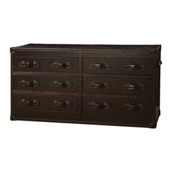Vintage Steamer Double Chest Cigar Leather - Accent Chests And Cabinets