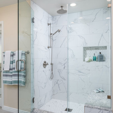 Striking Large Format Tile in Master Shower Pops Newbury Park Master