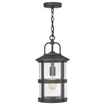 HInkley - Hinkley Lakehouse Medium Hanging Lantern 12V, Black - The look is relaxed, but the components of Lakehouse are quietly satisfying. Lakehouse features a distressed, Aged Zinc with Driftwood Gray and Black finish accompanied by clear seedy glass. Cast aluminum construction ensures Lakehouse will withstand for years. Blissfully simple, yet all the details are memorable.