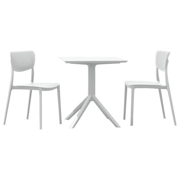 Lucy Outdoor Bistro 3-Piece Set With 24" Table Top White