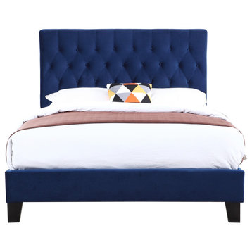 Lang Upholstered Bed, Navy, Queen