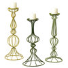 Colored Metal Candle Holder in Green, Lime and Yellow, Set of 3
