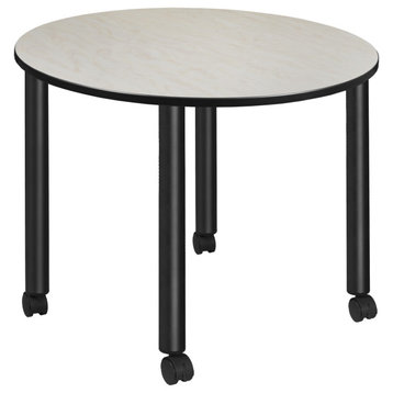 Regency Kee Large 48 in. Round Breakroom Table- Maple Top, Black Mobile Legs