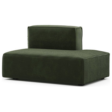 Burt Square Back Modular Open-End Chaise Lounge, Olive Green Corduroy, Right End