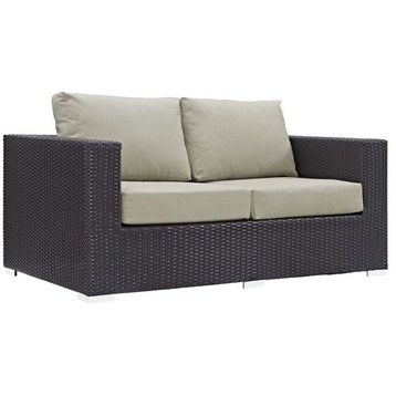 Hawthorne Collection Patio Loveseat in Espresso and Beige