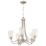 Craftmade - Craftmade Grace 5 Light Chandelier, Brushed Polished Nickel - The Grace collection - the perfect name for this graceful family. It's clean lines, flowing frame and clear seeded glass create a rich look and a wonderful value.