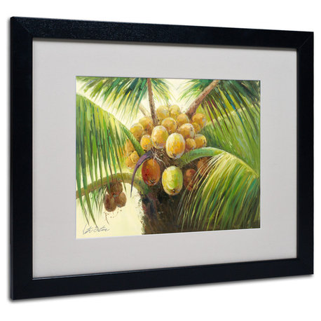 'Coconut Palm II' Matted Framed Canvas Art by Victor Giton