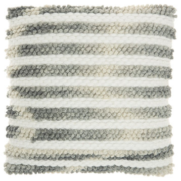 Nourison Home 20"x20" Mina Victory Ombre Woven Stripes Charcoal Throw Pillows