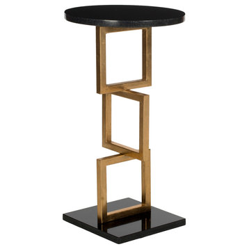 Cassidy Accent Table - Gold, Black Marble Top