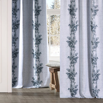 Copenhagen Grey Printed Linen Textured Blackout Curtain