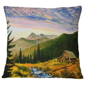 Sunset in Mountains Landscape Printed Throw Pillow, 18"x18"