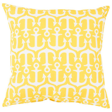 Rain by Surya Anchors Poly Fill Pillow, Yellow/Ivory, 26' x 26'