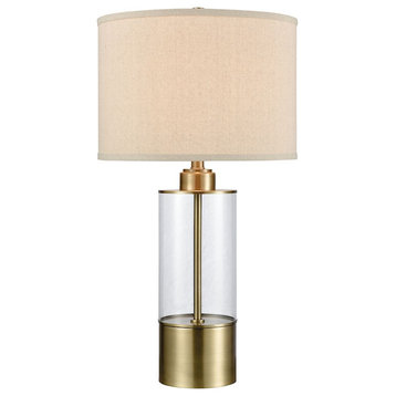 Stein World Fermont Table Lamp, Clear Glass/Antique Brass