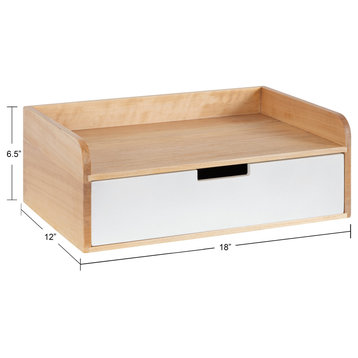 Kitt Floating Shelf Side Table, White/Natural 18x12x6.5