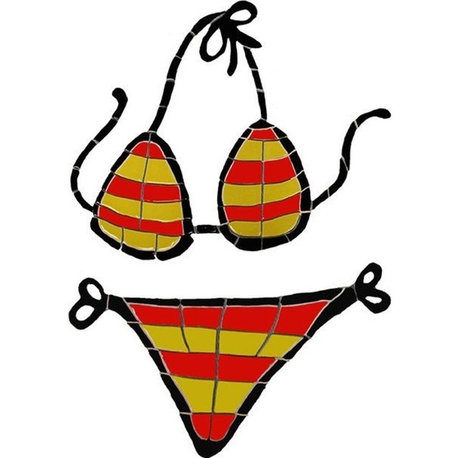Striped Bikini Ceramic Swimming Pool Mosaic 24"