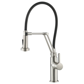 Engel Single Handle Pull Down Kitchen Faucet, Brushed Nickel