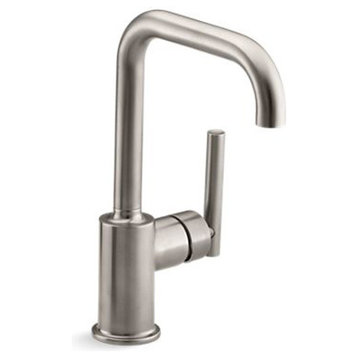 Kohler Purist Single-Hole Kitchen Sink Faucet with 6" Spout, Vibrant Stainless