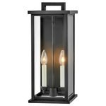 Hinkley Lighting - Weymouth Medium Wall Mount Lantern in Black - Modernize your outdoor space without sacrificing the traditional appeal you long for. Weymouth's subtle yet overstated frame features a clean design; while its symmetrical lines evoke timeless elegance with a contemporary edge. The contrast candle sleeves in warm white balance the robust matte black aluminum cast frame. The beveled glass is an elegant touch to help refract the light. Weymouth is available in a Black finish.&nbsp
