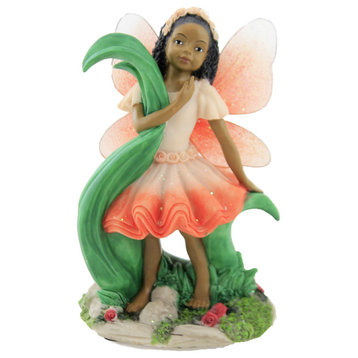 Child Fairy Red - One Figurine 5.75 Inch, Polyresin - Figurine Flowers 17403