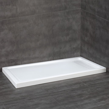 OVE DECORS Anti-slip White Shower Base 60x32 in. with Side Hidden Drain
