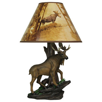 North American Bull Moose Table Lamp w/ Shade