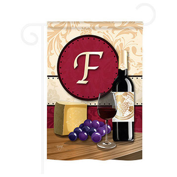 Wine F Monogram 2-Sided Impression Garden Flag