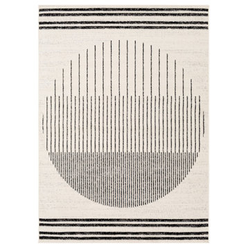 Pisa PSS-2315 Rug, Black and Ivory, 5'x7'