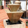 Double Oblique Outdoor Water Fountain, Garden Green
