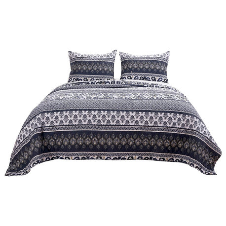 Greenland Home Fashions Native Quilt Set Full/Queen Indigo