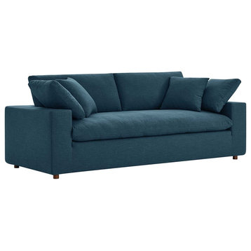 Modway Commix Upholstered Modern Fabric & Wood Sofa in Azure