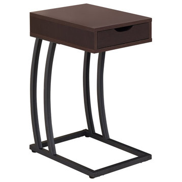 Coaster Wood 1-Drawer Accent Table with Charging Ports in Cappuccino