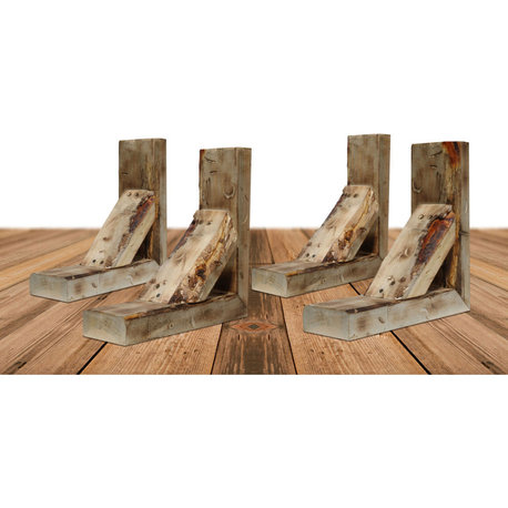 3 1/2"Wx12"Dx12"H Vintage Farmhouse Bracket, Natural Barnwood, 4-Pack