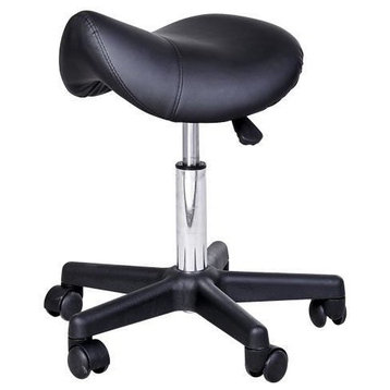 Adjustable Swivel Salon Massage Spa Seat Tattoo Chair Saddle Stool - Black