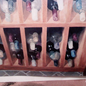 trompe l'oeil wine storage and window mural