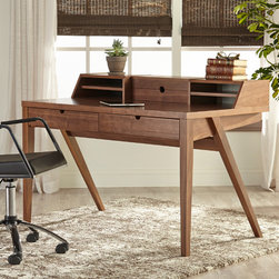Yale Contemporary Walnut Desk - Desks And Hutches