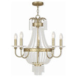 Livex Lighting - Livex Lighting 51845-28 Valentina - Five Light Chandelier - Canopy Included: TRUE  Shade InValentina Five Light Hand Applied Winter  *UL Approved: YES Energy Star Qualified: n/a ADA Certified: n/a  *Number of Lights: Lamp: 5-*Wattage:60w Candelabra Base bulb(s) *Bulb Included:No *Bulb Type:Candelabra Base *Finish Type:Hand Applied Winter Gold