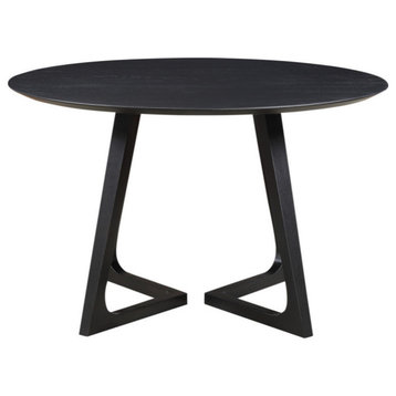 47.5 Inch Dining Table Round Black Ash Black Mid-Century Modern