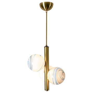 MIRODEMI® Drap | LED Glass Balls Chandelier in Nordic Style, Black, Planet, Warm Light