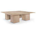 Meridian Furniture - Belinda Beech Wood and Oak Veneer  Dining Table, Oak, 108" W X 108" D, 4 Tables - Even the smallest, most intimate dinner feels like an event when you're seated at this Belinda natural modular dining table. Crafted with a solid wood base and a natural finish oak wood veneer MDF top, its square top with fluted base exudes contemporary charm. The table top's thickness and natural wood grain variations add unique character, ensuring each piece is one-of-a-kind. Modular to create infinite configurations, it blends functionality with style for memorable dining experiences in any space.