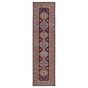 Tribal, One-of-a-Kind Hand-Knotted Area Rug Red, 2'10"x10'8"
