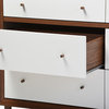 Harlow Wood 6-Drawer Storage Dresser, Walnut Brown and White