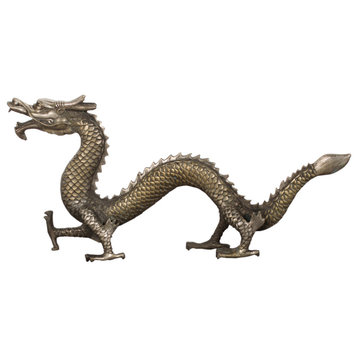 Silver Plated Prosperity Dragon Asian Figurine
