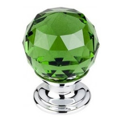 Top Knobs Additions Collection Green Crystal Knob 1 1/8" w/ Polished Chrome Base - Cabinet And Drawer Knobs