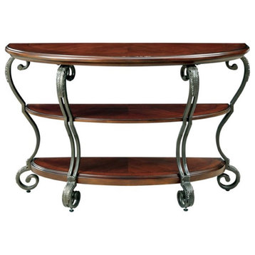 Bowery Hill Traditional Wood 2-Shelf Console Table Brown Cherry