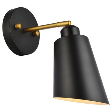 Harriet 5" Black and Brass Wall Sconce